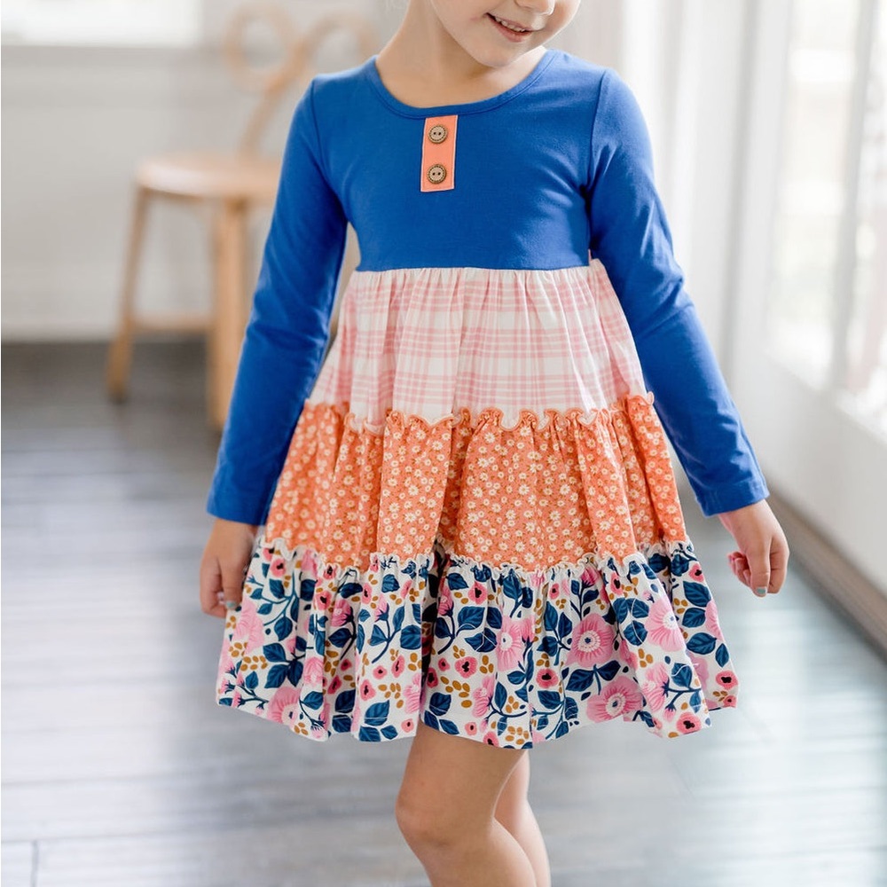 Cheeky Plum Annistyn Knit Ruffle Kids Dress in Tangelo Size 12 years